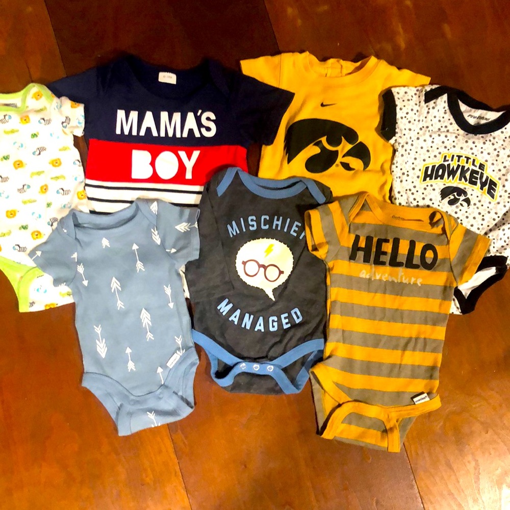 7 boys onesies cute cotton and polyester